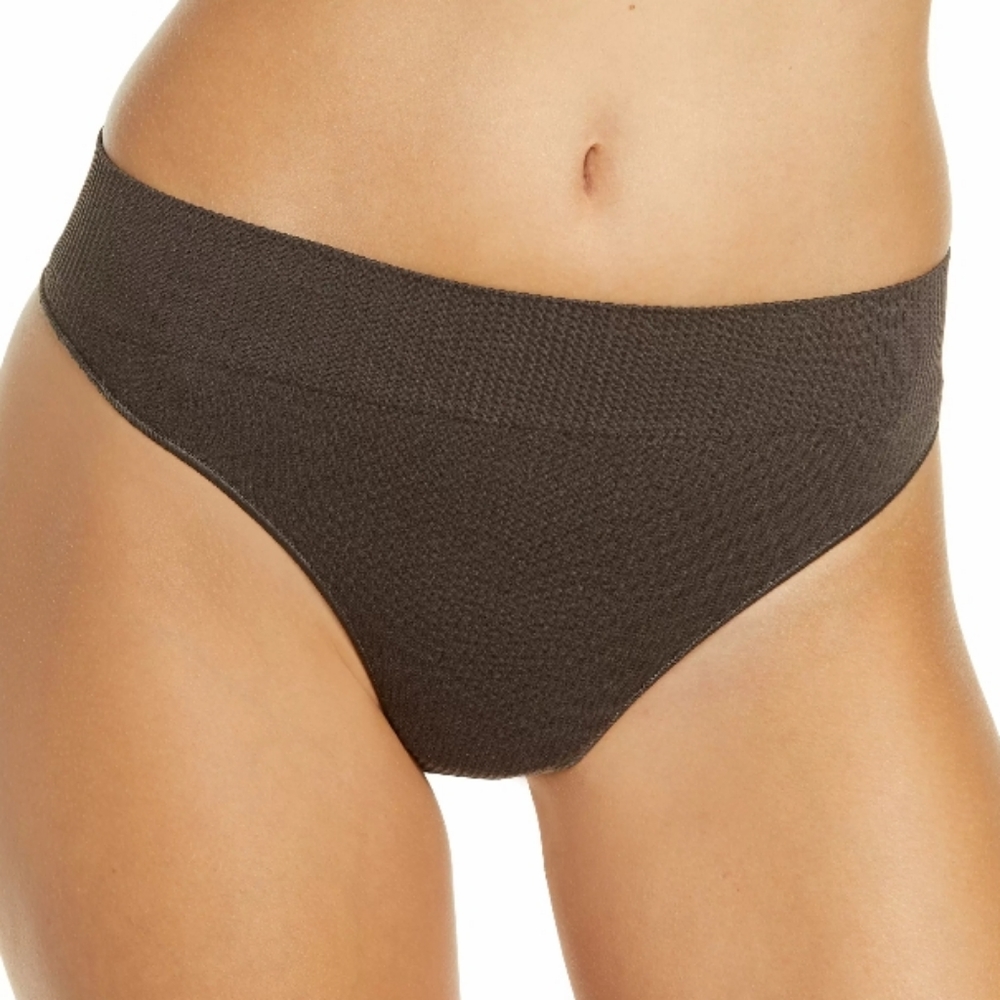 SKIMS stretch rib thong in Soot